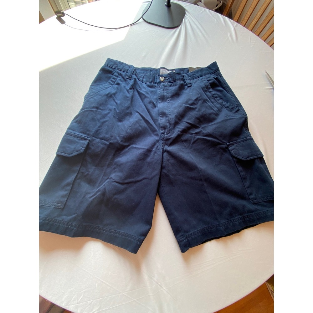Croft & Barrow Mens Classic Cargo Shorts Admiral Navy Blue Relaxed Fit 34